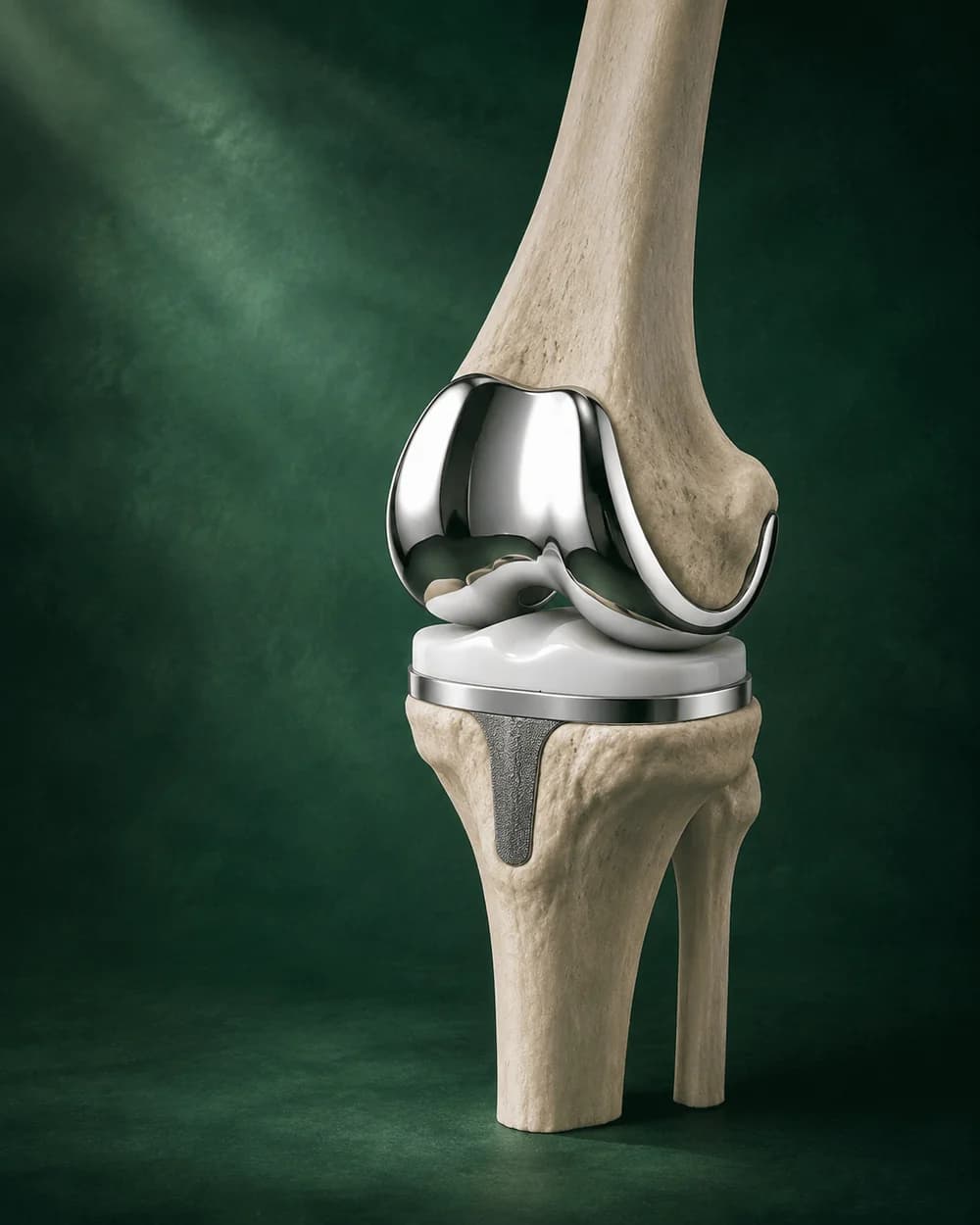 Decorative illustration of a knee replacement model